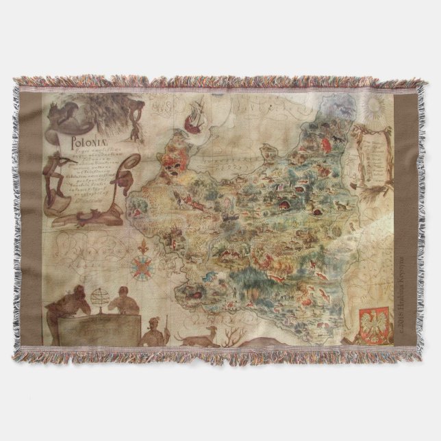 Vintage KARTE POLENS Decke (Vorderseite)