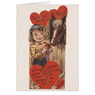 Vintage Karte Pony/Pferdevalentines Tages