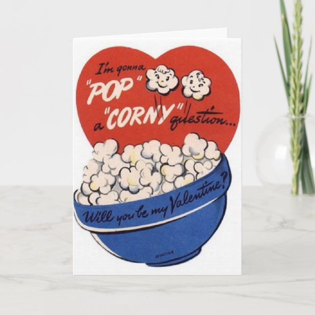 Vintage Karte Popcornvalentines Tages (Vorderseite)
