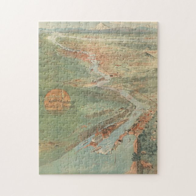 Vintage Karte Portland OR (1896) Puzzle (Vertikal)