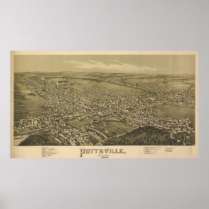 Vintage Karte Pottsville PA (1889) Poster