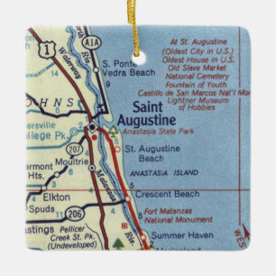 Vintage Karte Saint Augustine FL Keramikornament