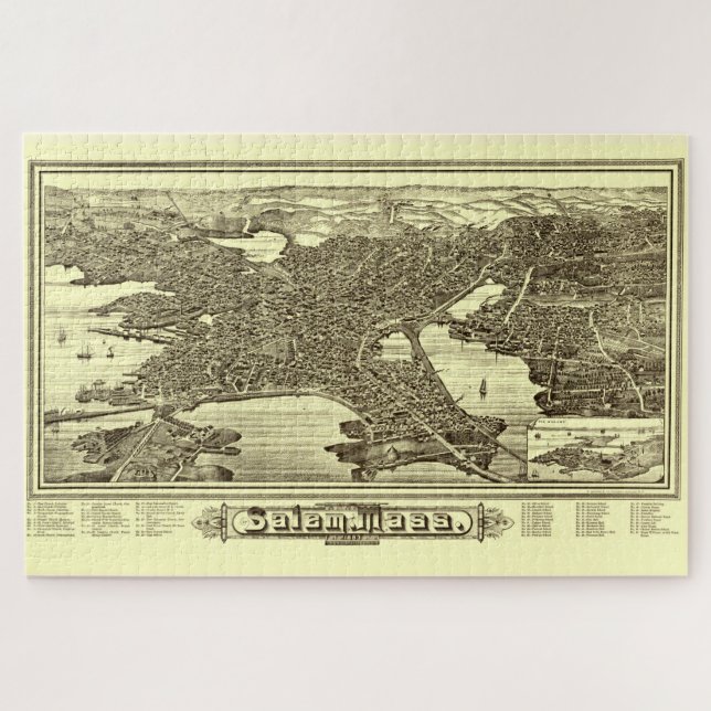 Vintage Karte Salem MA (1883) Puzzle (Horizontal)