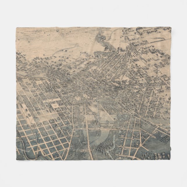 Vintage Karte San Antonio TX (1886) Fleecedecke (Vorderseite (Horizontal))