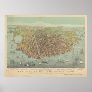 Vintage Karte San Francisco CA (1878) Poster