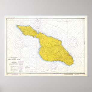 Vintage Karte Santa Catalina Island CA (1972) Poster