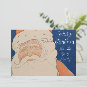 Vintage Karte Santa in Rot auf Blau