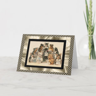 Vintage-Karte Singender Hunde- und Katzenchor Best Karte