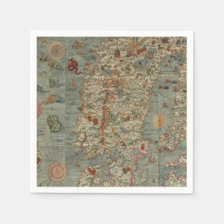Vintage Karte Skandinaviens Serviette