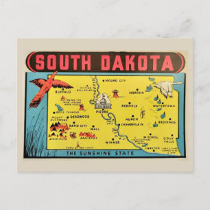 Vintage Karte South Dakota