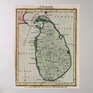 Vintage Karte Sri Lankas (1801) Poster