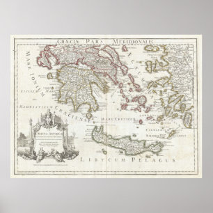 Vintage Karte Südgriechenlands (1794) Poster
