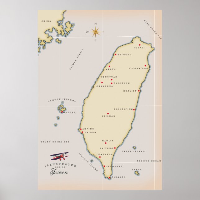 Vintage Karte Taiwan Poster (Vorne)