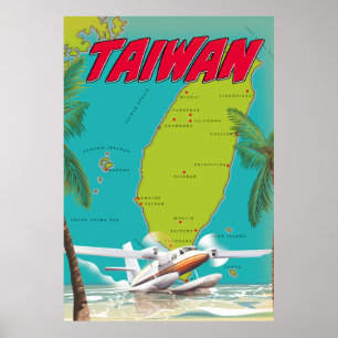Vintage Karte Taiwan Poster