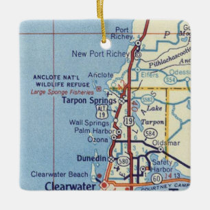 Vintage Karte Tarpon Springs FL Keramikornament