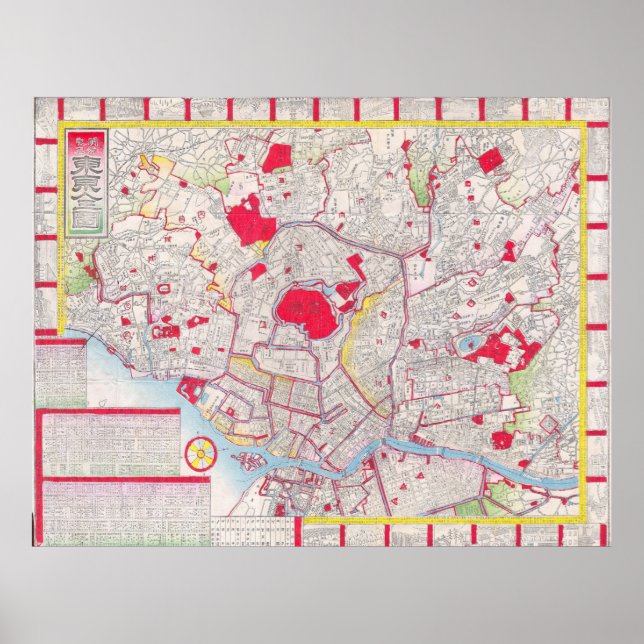 Vintage Karte Tokyos Japan (1880) Poster (Vorne)