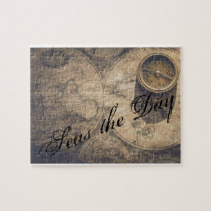 Vintage Karte und Kompass Puzzle