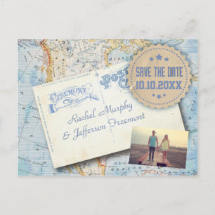 Vintage Karte und PostkartenWedding speichern Sie