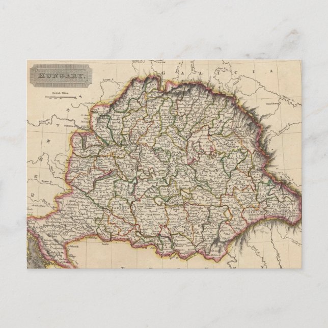 Vintage Karte Ungarns (1817) (Vorderseite)