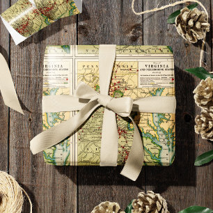 Vintage Karte Virginia-Schlachten während des Zivi Geschenkpapier