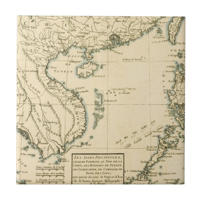 Vintage Karte vom Indischen Ozean Indiens | Fliese (Vorderseite)