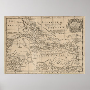 Vintage Karte vom karibischen (1763) Poster