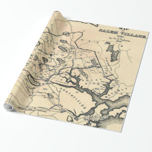 Vintage-Karte von 1692 von Salem Massachusetts (18 Geschenkpapier