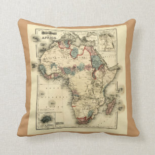 Vintage-Karte von Afrika 1874 Antiker afrikanisch Kissen