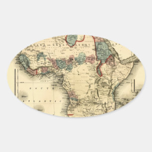 Vintage-Karte von Afrika 1874 Antique African Prin Ovaler Aufkleber
