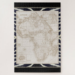 Vintage Karte von Afrika Sepia Tone Schwarz-weiß Z Puzzle
