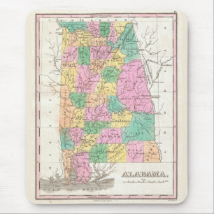 Vintage Karte von Alabama (1827) Mousepad