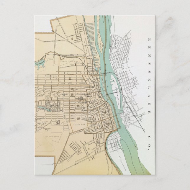 Vintage Karte von Albany NY (1895) (Vorderseite)