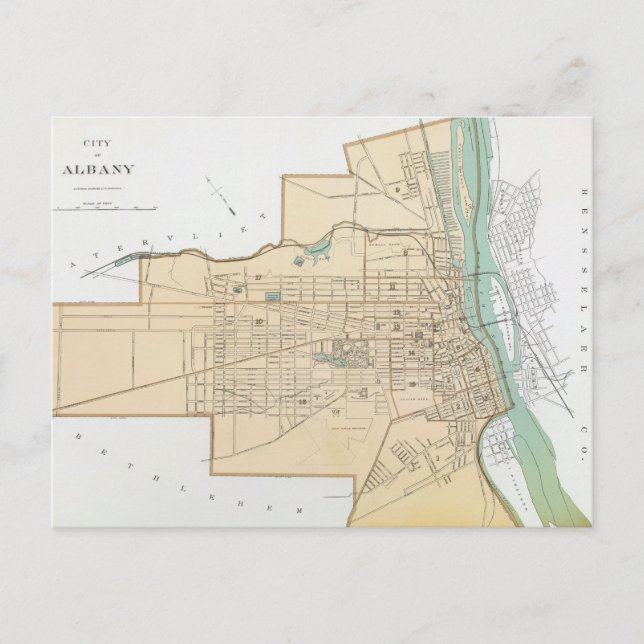 Vintage Karte von Albany NY (1895) (Vorderseite)