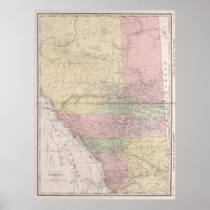 Vintage Karte von Alberta Canada (1912) Poster