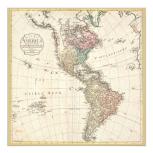 Vintage Karte von Amerika 1796 Fotodruck