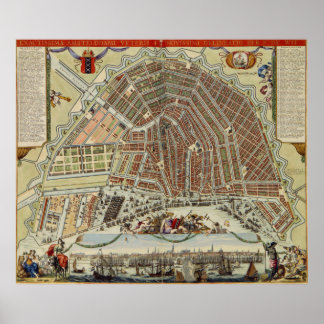 Vintage Karte von Amsterdam (1688) Poster