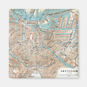 Vintage Karte von Amsterdam (1905) Magnet