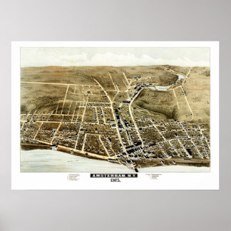 Vintage Karte von Amsterdam, NY im Jahr 1875 Poster