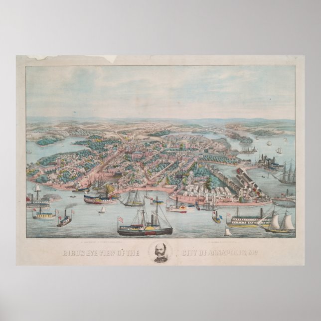 Vintage Karte von Annapolis MD (1864) Poster (Vorne)