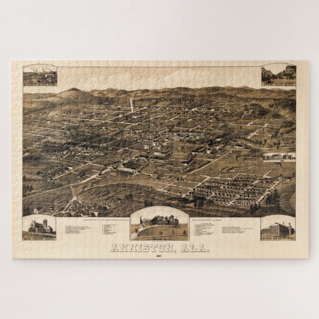 Vintage Karte von Anniston, Alabama (1887) Puzzle (Horizontal)