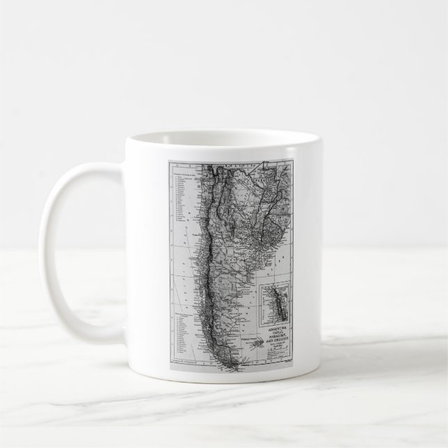 Vintage Karte von Argentinien (1911) Kaffeetasse (Links)