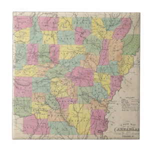 Vintage Karte von Arkansas (1853) Fliese