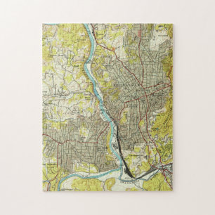 Vintage Karte von Asheville Nord-Carolina (1943) Puzzle