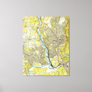 Vintage Karte von Asheville North Carolina (1943) Leinwanddruck