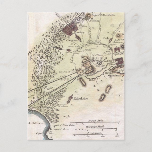 Vintage Karte von Athen (1784) (Vorderseite)