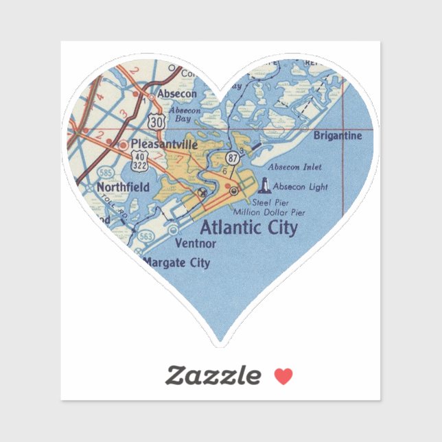 Vintage Karte von Atlantik Aufkleber (Blatt)