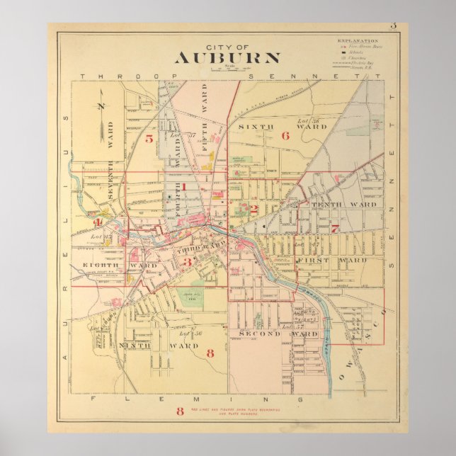 Vintage Karte von Auburn NY (1904) Poster (Vorne)