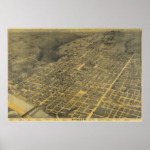 Vintage Karte von Austin Texas (1887) Poster