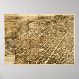 Vintage Karte von Austin Texas (1890) Poster