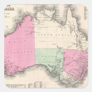Vintage Karte von Australien (1862) Quadratischer Aufkleber